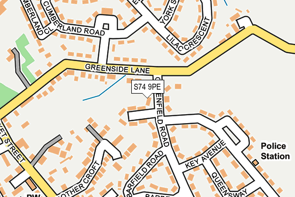S74 9PE map - OS OpenMap – Local (Ordnance Survey)