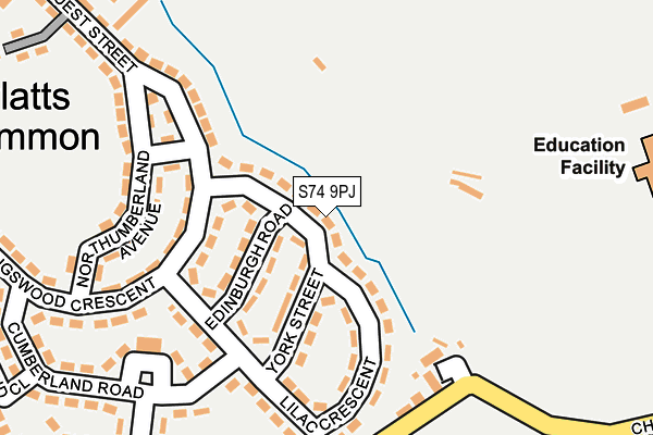 S74 9PJ map - OS OpenMap – Local (Ordnance Survey)