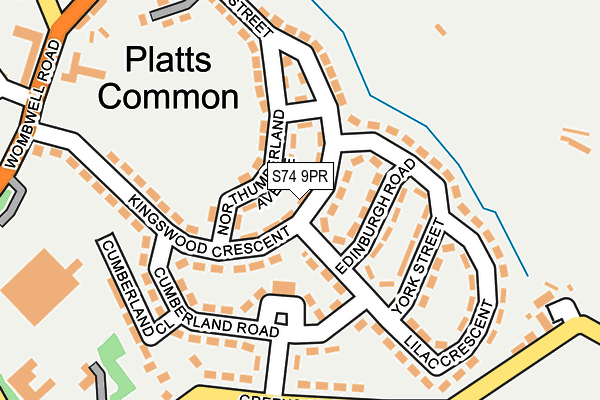 S74 9PR map - OS OpenMap – Local (Ordnance Survey)