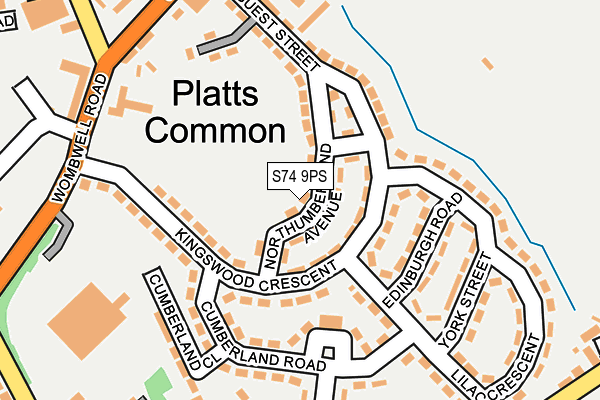 S74 9PS map - OS OpenMap – Local (Ordnance Survey)