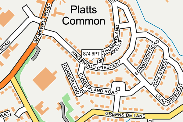 S74 9PT map - OS OpenMap – Local (Ordnance Survey)