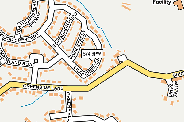 S74 9PW map - OS OpenMap – Local (Ordnance Survey)