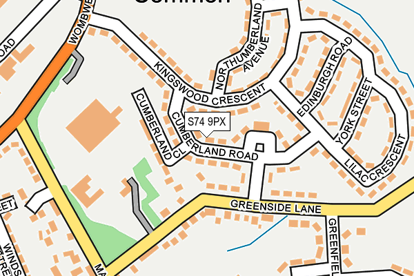 S74 9PX map - OS OpenMap – Local (Ordnance Survey)