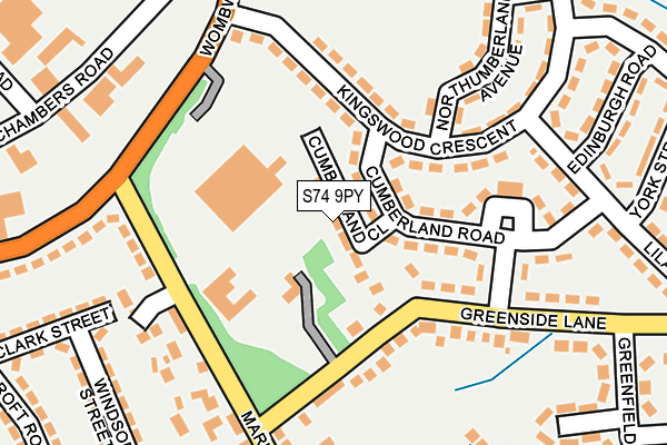 S74 9PY map - OS OpenMap – Local (Ordnance Survey)