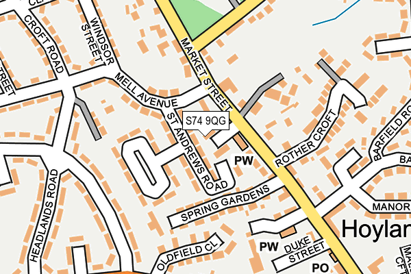 S74 9QG map - OS OpenMap – Local (Ordnance Survey)