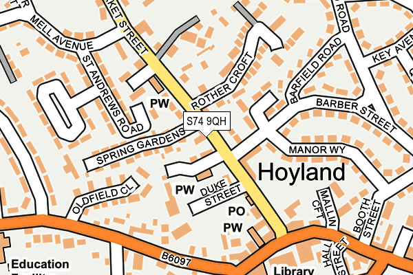 S74 9QH map - OS OpenMap – Local (Ordnance Survey)