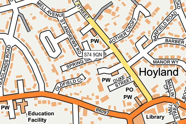 S74 9QN map - OS OpenMap – Local (Ordnance Survey)