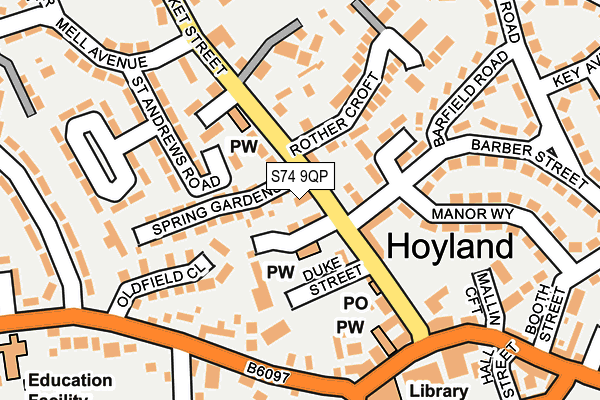 S74 9QP map - OS OpenMap – Local (Ordnance Survey)