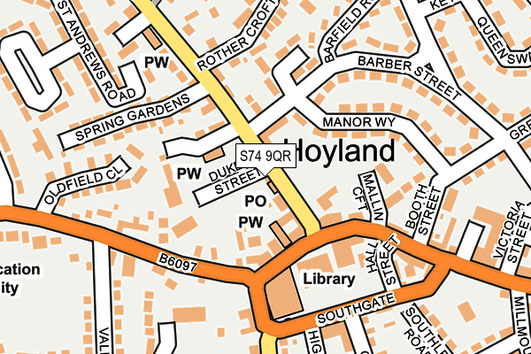 S74 9QR map - OS OpenMap – Local (Ordnance Survey)