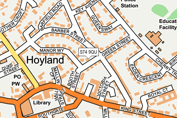 S74 9QU map - OS OpenMap – Local (Ordnance Survey)