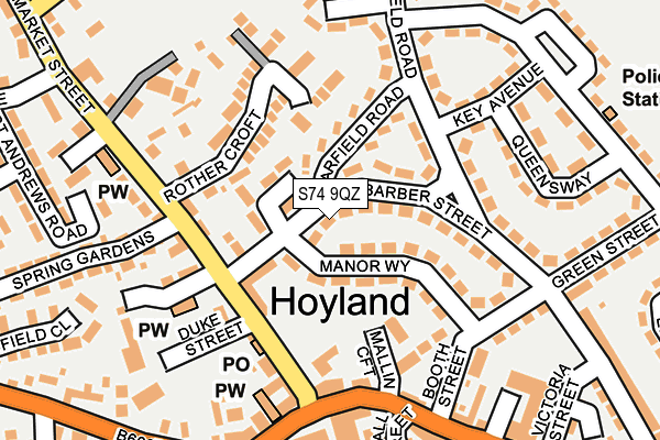 S74 9QZ map - OS OpenMap – Local (Ordnance Survey)