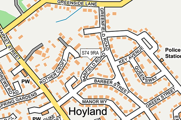 S74 9RA map - OS OpenMap – Local (Ordnance Survey)