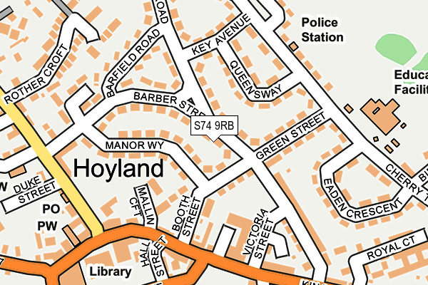 S74 9RB map - OS OpenMap – Local (Ordnance Survey)