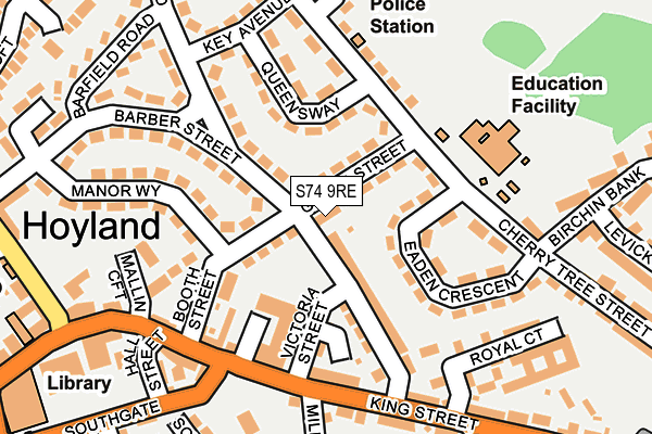 S74 9RE map - OS OpenMap – Local (Ordnance Survey)