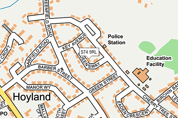 S74 9RL map - OS OpenMap – Local (Ordnance Survey)