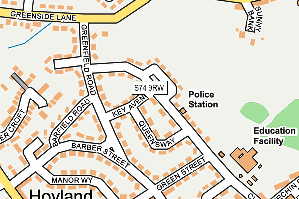 S74 9RW map - OS OpenMap – Local (Ordnance Survey)