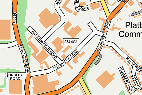 S74 9SA map - OS OpenMap – Local (Ordnance Survey)