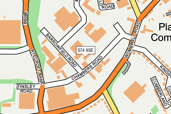 S74 9SE map - OS OpenMap – Local (Ordnance Survey)