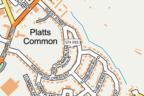 S74 9SS map - OS OpenMap – Local (Ordnance Survey)