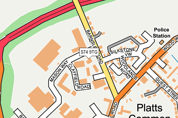 S74 9TG map - OS OpenMap – Local (Ordnance Survey)