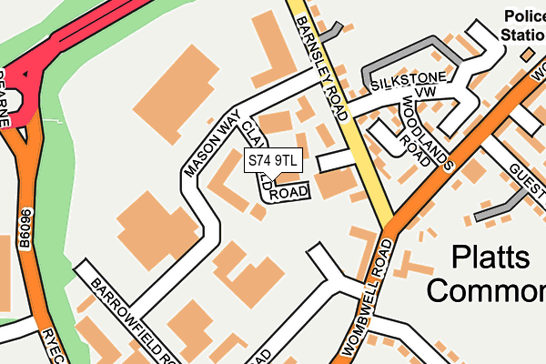 S74 9TL map - OS OpenMap – Local (Ordnance Survey)