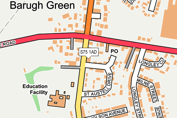 S75 1AD map - OS OpenMap – Local (Ordnance Survey)