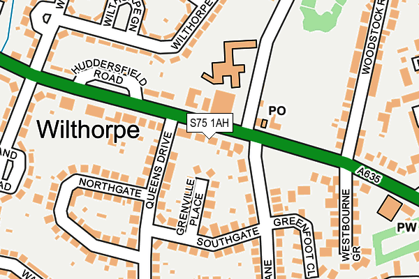 S75 1AH map - OS OpenMap – Local (Ordnance Survey)