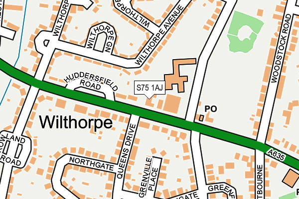 S75 1AJ map - OS OpenMap – Local (Ordnance Survey)