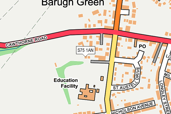 S75 1AN map - OS OpenMap – Local (Ordnance Survey)