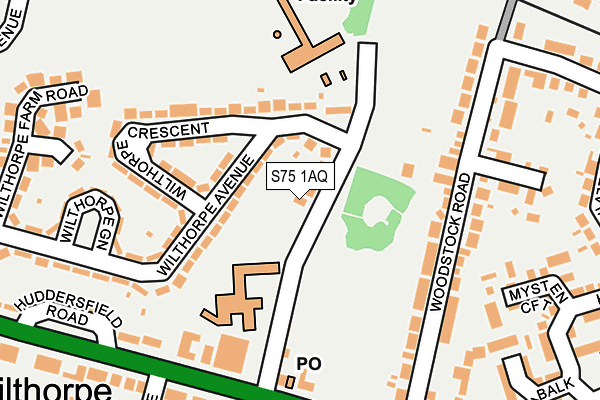 S75 1AQ map - OS OpenMap – Local (Ordnance Survey)