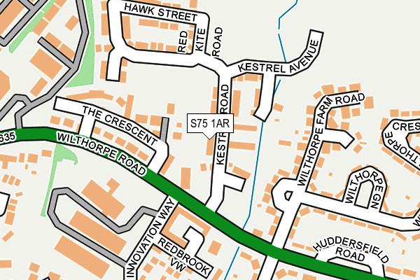 S75 1AR map - OS OpenMap – Local (Ordnance Survey)