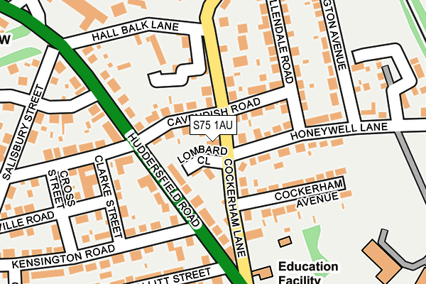 S75 1AU map - OS OpenMap – Local (Ordnance Survey)