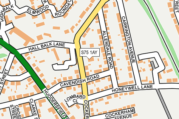 S75 1AY map - OS OpenMap – Local (Ordnance Survey)