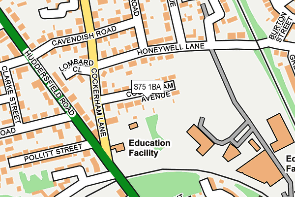 S75 1BA map - OS OpenMap – Local (Ordnance Survey)