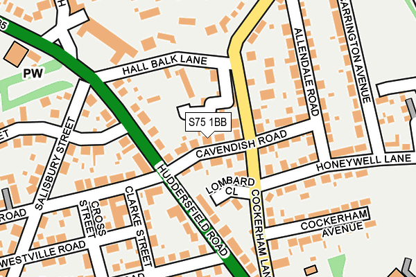 S75 1BB map - OS OpenMap – Local (Ordnance Survey)