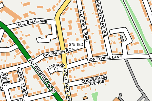 S75 1BD map - OS OpenMap – Local (Ordnance Survey)