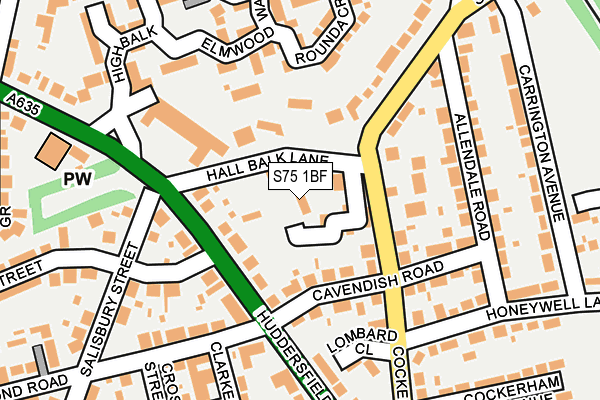 S75 1BF map - OS OpenMap – Local (Ordnance Survey)