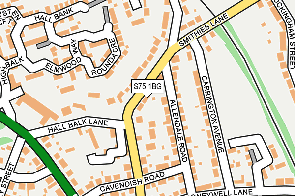 S75 1BG map - OS OpenMap – Local (Ordnance Survey)