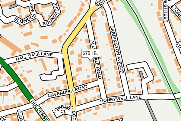 S75 1BJ map - OS OpenMap – Local (Ordnance Survey)