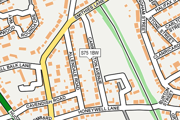 S75 1BW map - OS OpenMap – Local (Ordnance Survey)