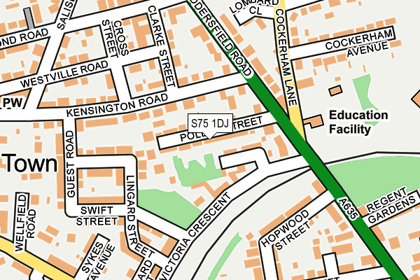 S75 1DJ map - OS OpenMap – Local (Ordnance Survey)