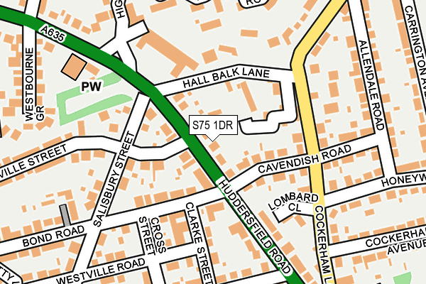 S75 1DR map - OS OpenMap – Local (Ordnance Survey)