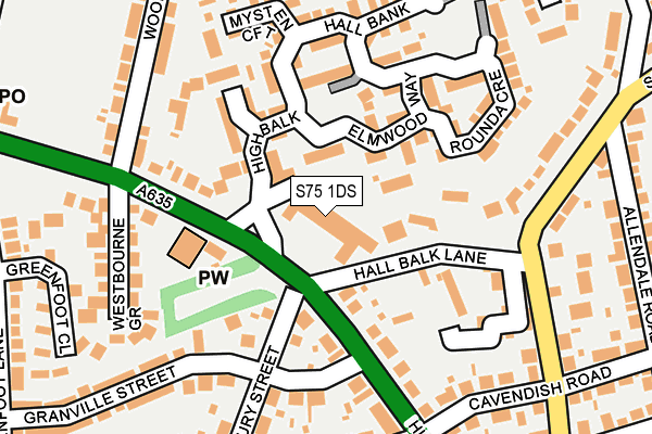 S75 1DS map - OS OpenMap – Local (Ordnance Survey)