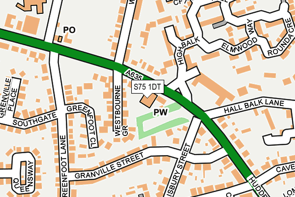 S75 1DT map - OS OpenMap – Local (Ordnance Survey)