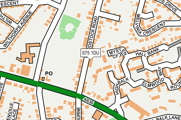 S75 1DU map - OS OpenMap – Local (Ordnance Survey)