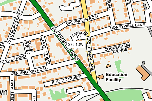 S75 1DW map - OS OpenMap – Local (Ordnance Survey)