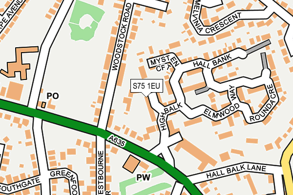 S75 1EU map - OS OpenMap – Local (Ordnance Survey)