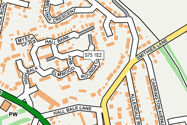 S75 1EZ map - OS OpenMap – Local (Ordnance Survey)