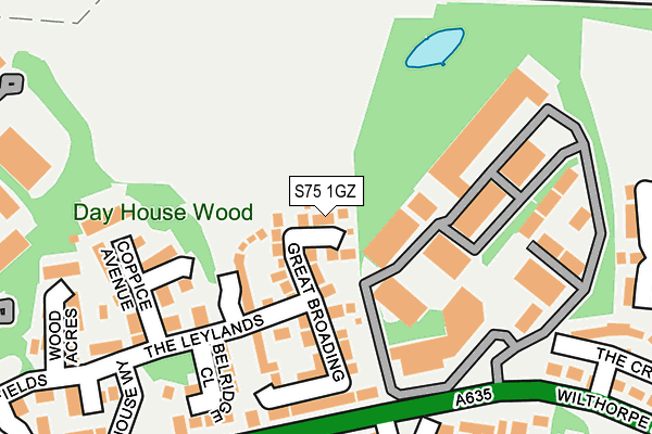 S75 1GZ map - OS OpenMap – Local (Ordnance Survey)