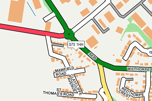 S75 1HH map - OS OpenMap – Local (Ordnance Survey)